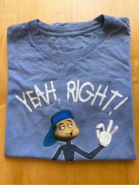 Yeah Right Graphic T Shirt Blue Meme Cartoon Tee Oversized Streetwear